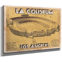 Los Angeles Rams LA Coliseum Seating Stadium Print as a stretched canvas wrap with gallery wrapped edges