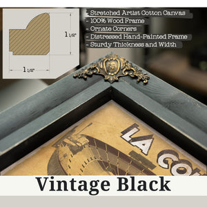 Vintage Black frame corner detail, 1.5 inch ornate wood moulding, Los Angeles Rams LA Coliseum Seating Stadium Print