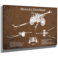 M101A1 Howitzer Art Print as a stretched canvas wrap with gallery wrapped edges