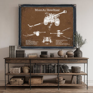 M101A1 Howitzer Art Print canvas print size guide 24x18 36x24 48x36 inches