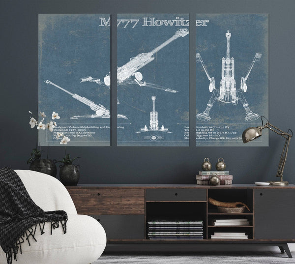 Cutler West M777 155mm Howitzer Blueprint Vintage Military Print