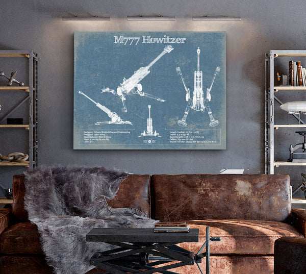 Cutler West M777 155mm Howitzer Blueprint Vintage Military Print