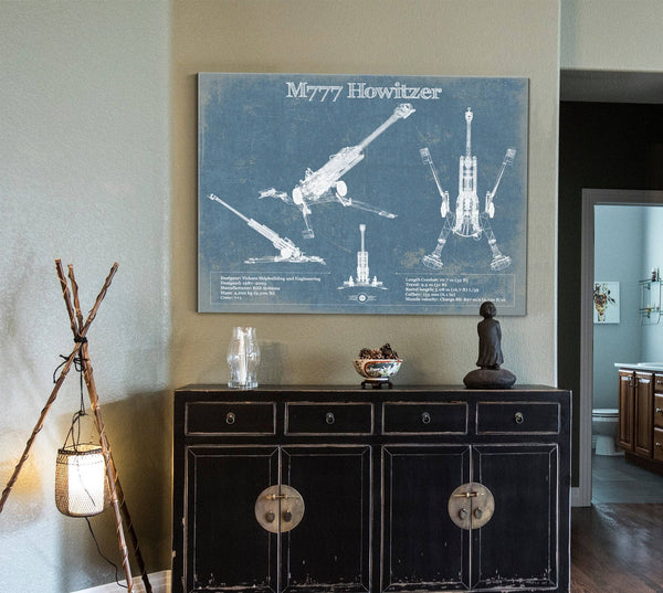 Cutler West M777 155mm Howitzer Blueprint Vintage Military Print