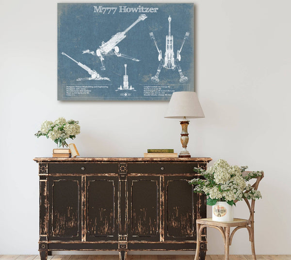 Cutler West M777 155mm Howitzer Blueprint Vintage Military Print