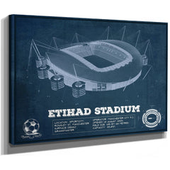 Manchester City FC- Etihad Stadium Print as a stretched canvas wrap with gallery wrapped edges