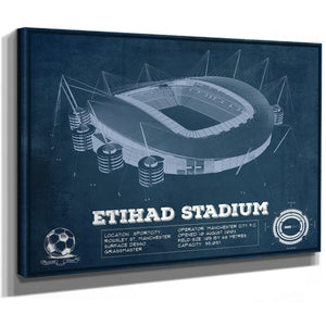 Manchester City FC- Etihad Stadium Print as a stretched canvas wrap with gallery wrapped edges