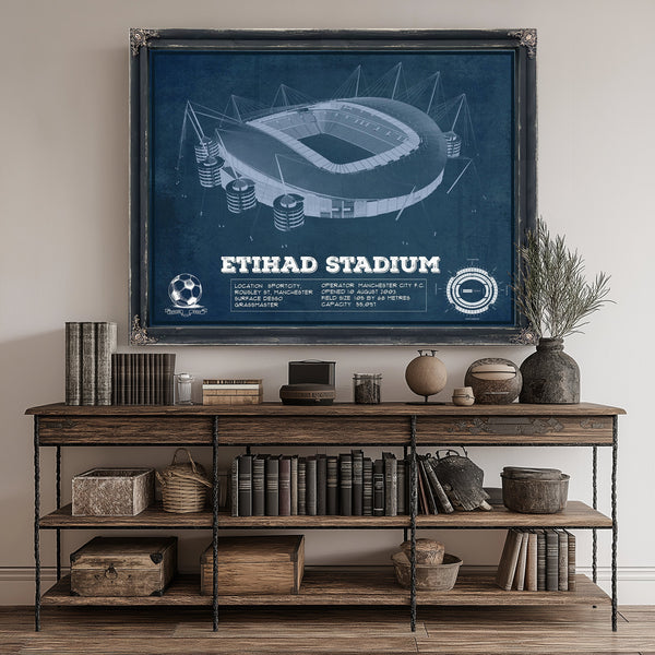 Manchester City FC- Etihad Stadium Print canvas print size guide 24x18 36x24 48x36 inches