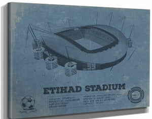 14" x 11" / Stretched Canvas Wrap Cutler West Manchester City FC- Etihad Stadium Soccer Print