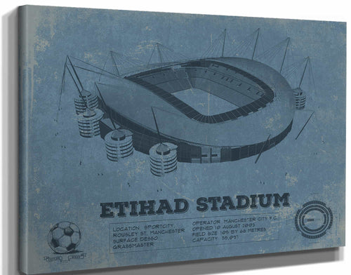 14" x 11" / Stretched Canvas Wrap Cutler West Manchester City FC- Etihad Stadium Soccer Print