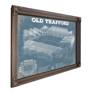 Manchester United FC - Old Trafford Stadium Print in a Bourbon stained wood frame with antique gold corners