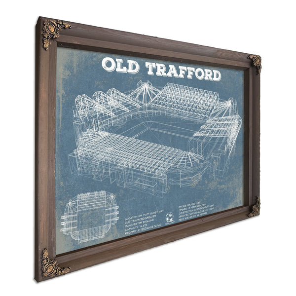 Manchester United FC - Old Trafford Stadium Print in a Bourbon stained wood frame with antique gold corners