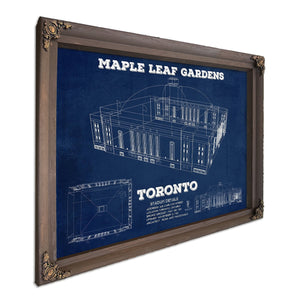 Maple Leaf Gardens - NHL Stadium Print in a Bourbon stained wood frame with antique gold corners