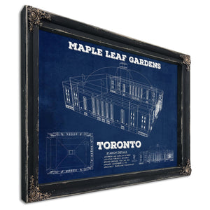 Maple Leaf Gardens - NHL Stadium Print in a distressed Vintage Black wood frame with ornate corners