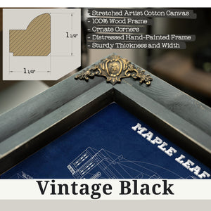 Vintage Black frame corner detail, 1.5 inch ornate wood moulding, Maple Leaf Gardens - NHL Stadium Print