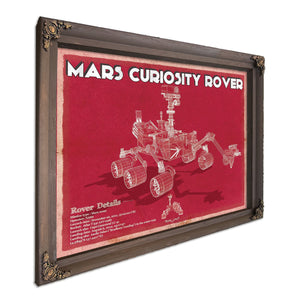 Mars Curiosity Rover NASA Space Art Print in a Bourbon stained wood frame with antique gold corners