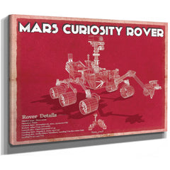 Mars Curiosity Rover NASA Space Art Print as a stretched canvas wrap with gallery wrapped edges