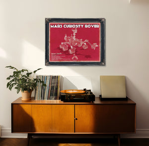 Mars Curiosity Rover NASA Space Art Print framed in Vintage Black in a loft bedroom