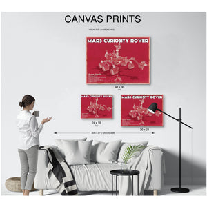 Mars Curiosity Rover NASA Space Art Print displayed on a wall