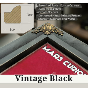 Vintage Black frame corner detail, 1.5 inch ornate wood moulding, Mars Curiosity Rover NASA Space Art Print