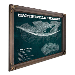 Martinsville Speedway NASCAR Race Track Print in a Bourbon stained wood frame with antique gold corners