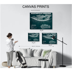 Martinsville Speedway NASCAR Race Track Print displayed on a wall