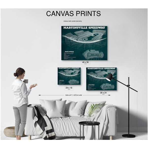 Martinsville Speedway NASCAR Race Track Print displayed on a wall