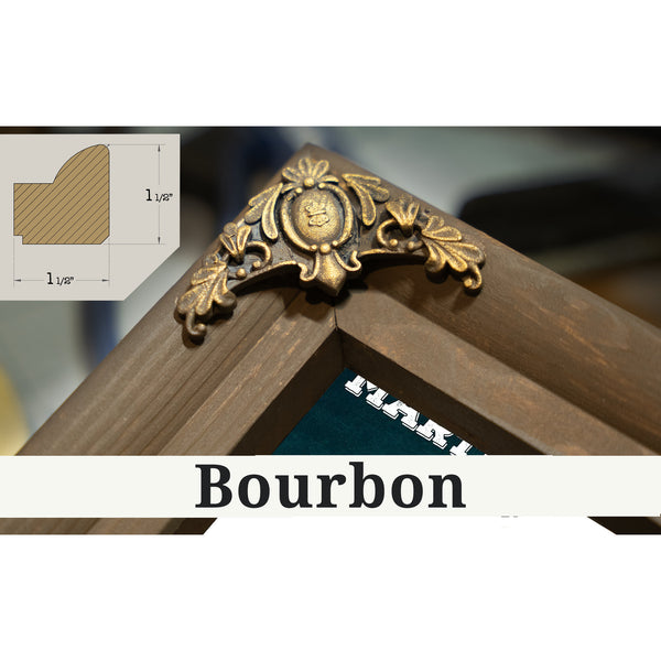 Bourbon frame corner detail, 1.5 inch ornate wood moulding, Martinsville Speedway NASCAR Race Track Print