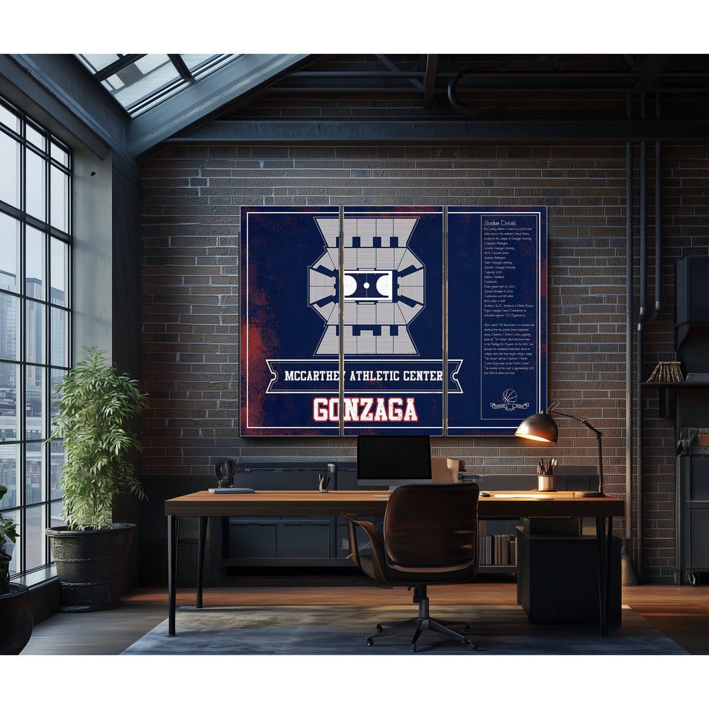 McCarthey Athletic Center Gonzaga Bulldogs Stadium Print in a distressed Vintage Black wood frame with ornate corners