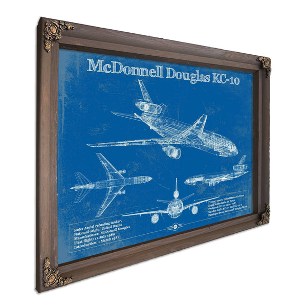 McDonnell Douglas KC-10 Extender Print in a Bourbon stained wood frame with antique gold corners
