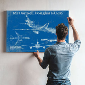 McDonnell Douglas KC-10 Extender Print framed in Vintage Black above a mid-century record console