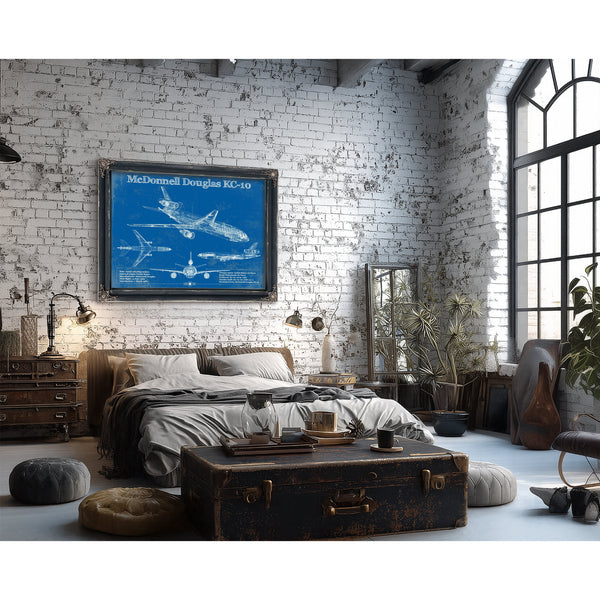 McDonnell Douglas KC-10 Extender Print framed in Vintage Black in a farmhouse entryway