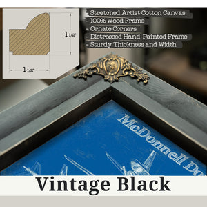 Vintage Black frame corner detail, 1.5 inch ornate wood moulding, McDonnell Douglas KC-10 Extender Print