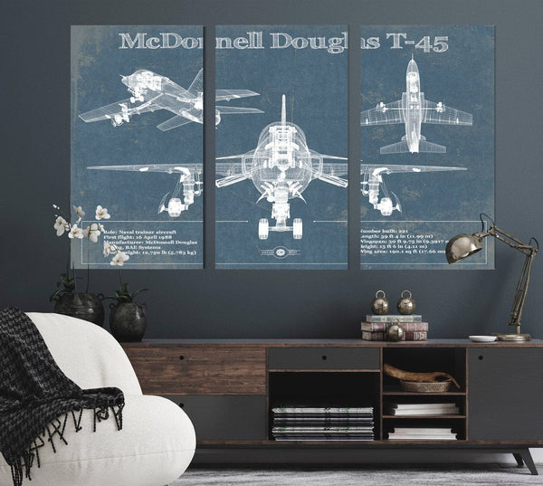 Cutler West McDonnell Douglas T-45 Goshawk Blueprint Original Military Wall Art