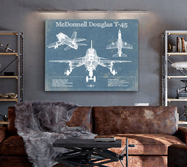 Cutler West McDonnell Douglas T-45 Goshawk Blueprint Original Military Wall Art