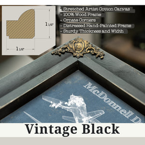 Vintage Black frame corner detail, 1.5 inch ornate wood moulding, McDonnell Douglas T-45 Goshawk Print