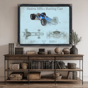 Mclaren M1b Blueprint Art Print canvas print size guide 24x18 36x24 48x36 inches