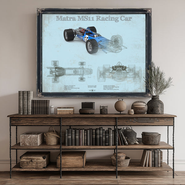 Mclaren M1b Blueprint Art Print canvas print size guide 24x18 36x24 48x36 inches