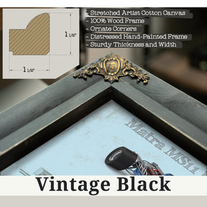 Vintage Black frame corner detail, 1.5 inch ornate wood moulding, Mclaren M1b Blueprint Art Print