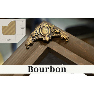Bourbon frame corner detail, 1.5 inch ornate wood moulding, MD 530F Helicopter Blueprint Aviation Print