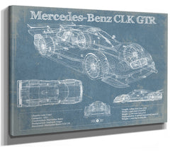 14" x 11" / Stretched Canvas Wrap Cutler West Mercedes-Benz CLK GTR Original Blueprint Art