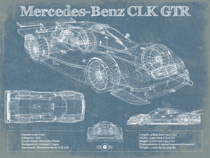 14" x 11" / Unframed Cutler West Mercedes-Benz CLK GTR Original Blueprint Art
