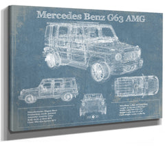 14" x 11" / Stretched Canvas Wrap Cutler West Mercedes Benz GLE580 (2020) Blueprint Vintage Auto Print