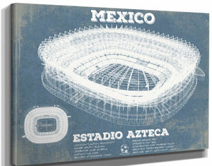 14" x 11" / Stretched Canvas Wrap Cutler West Mexico Football - Vintage Estadio Azteca Stadium Soccer Print
