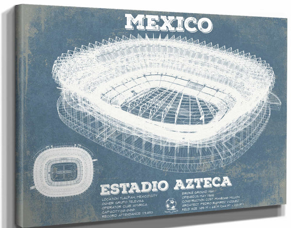 14" x 11" / Stretched Canvas Wrap Cutler West Mexico Football - Vintage Estadio Azteca Stadium Soccer Print