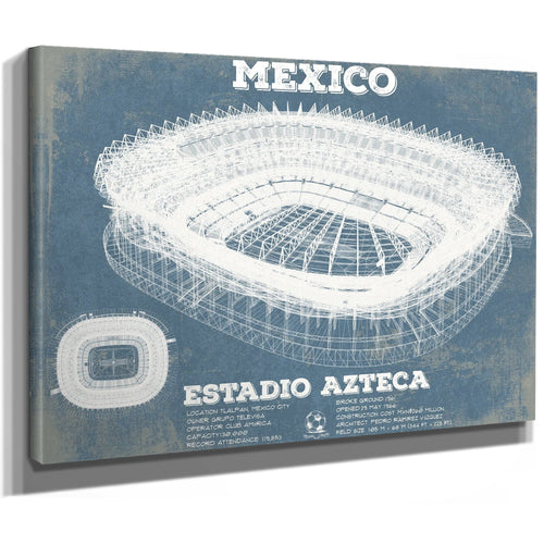 Mexico Football - Estadio Azteca Stadium Print as a stretched canvas wrap with gallery wrapped edges