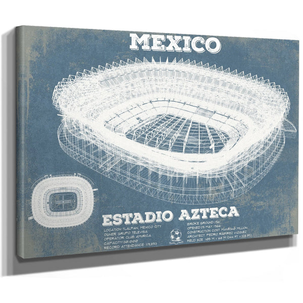 Mexico Football - Estadio Azteca Stadium Print as a stretched canvas wrap with gallery wrapped edges