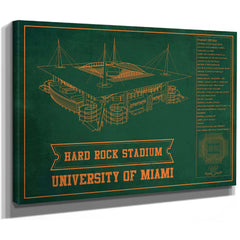 Miami Hurricanes - Hard Rock Football Stadium Print as a stretched canvas wrap with gallery wrapped edges