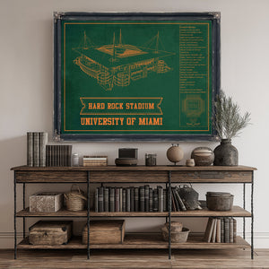Miami Hurricanes - Hard Rock Football Stadium Print canvas print size guide 24x18 36x24 48x36 inches