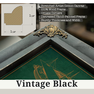 Vintage Black frame corner detail, 1.5 inch ornate wood moulding, Miami Hurricanes - Hard Rock Football Stadium Print