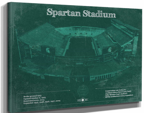 14" x 11" / Stretched Canvas Wrap Cutler West Michigan State Spartans - Spartan Stadium Vintage Football Team Art